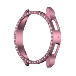 Elegant Diamond Crystal Watch Cover - Premium Protective PC Hollow Anti-Fall Case for Galaxy Watch 7 44mm (Pink)
