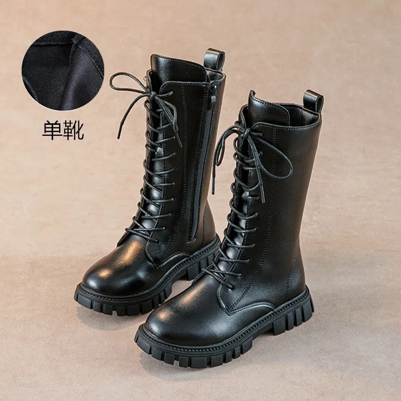 Zip Lace-up Kids Knee High Non-Slip Plush Long Snow Boots