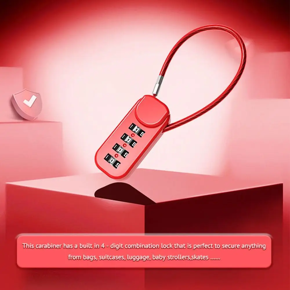 Description Picture 4 of itemPortable Zinc alloy 4 Digit Password Lock Wire Rope Padlock Backpack Zipper Lock Anti-theft Dormitory Cabinet Lock Home