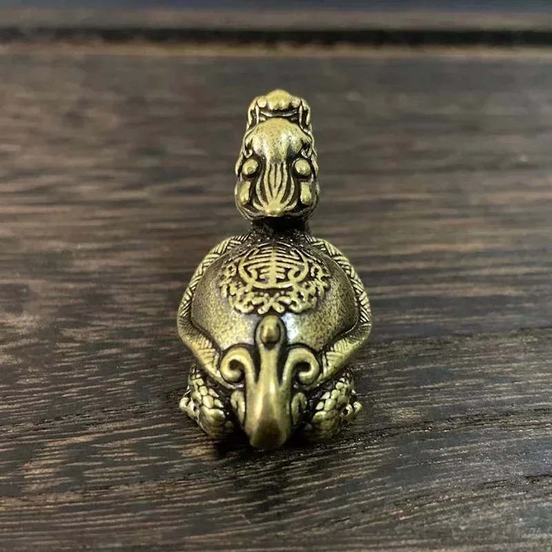 Vintage Brass Dragon Head Turtle Body Mythical Xuanwu Beast Statue Creative Home Living Room Office Tea Pet Dining Table Decor