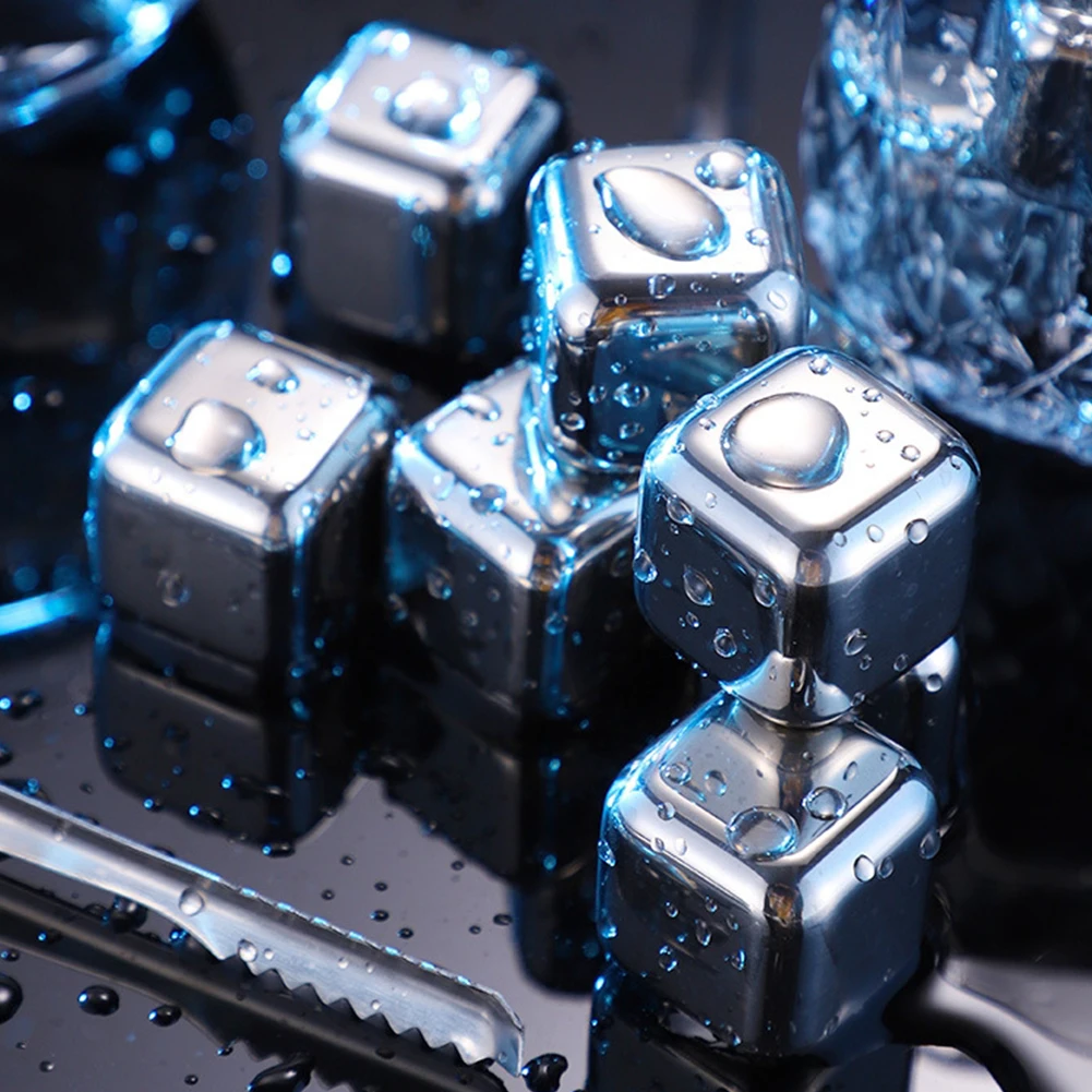 304 Stainless Steel Reusable Ice Cubes For Whiskey Wine Drinks Party Bar Tools