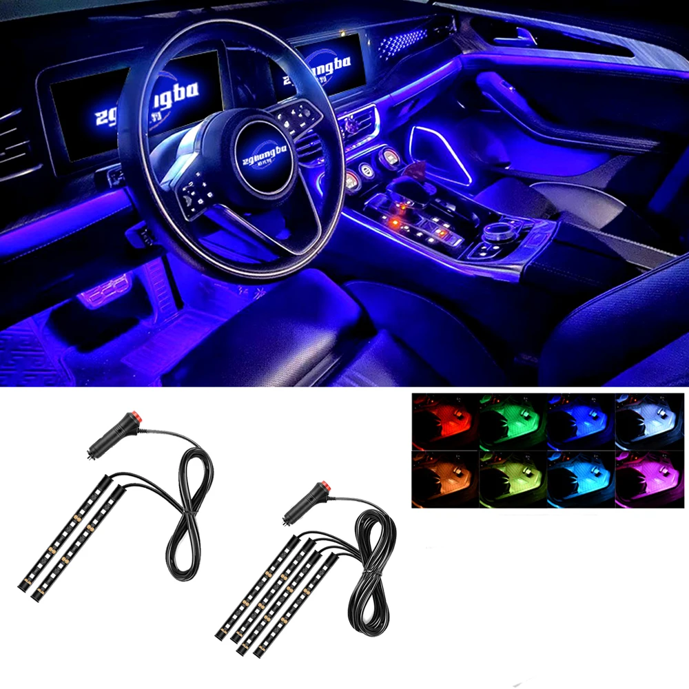 Car Led Atmosphere Light Foot Light Usb Cigarette Lighter Remote