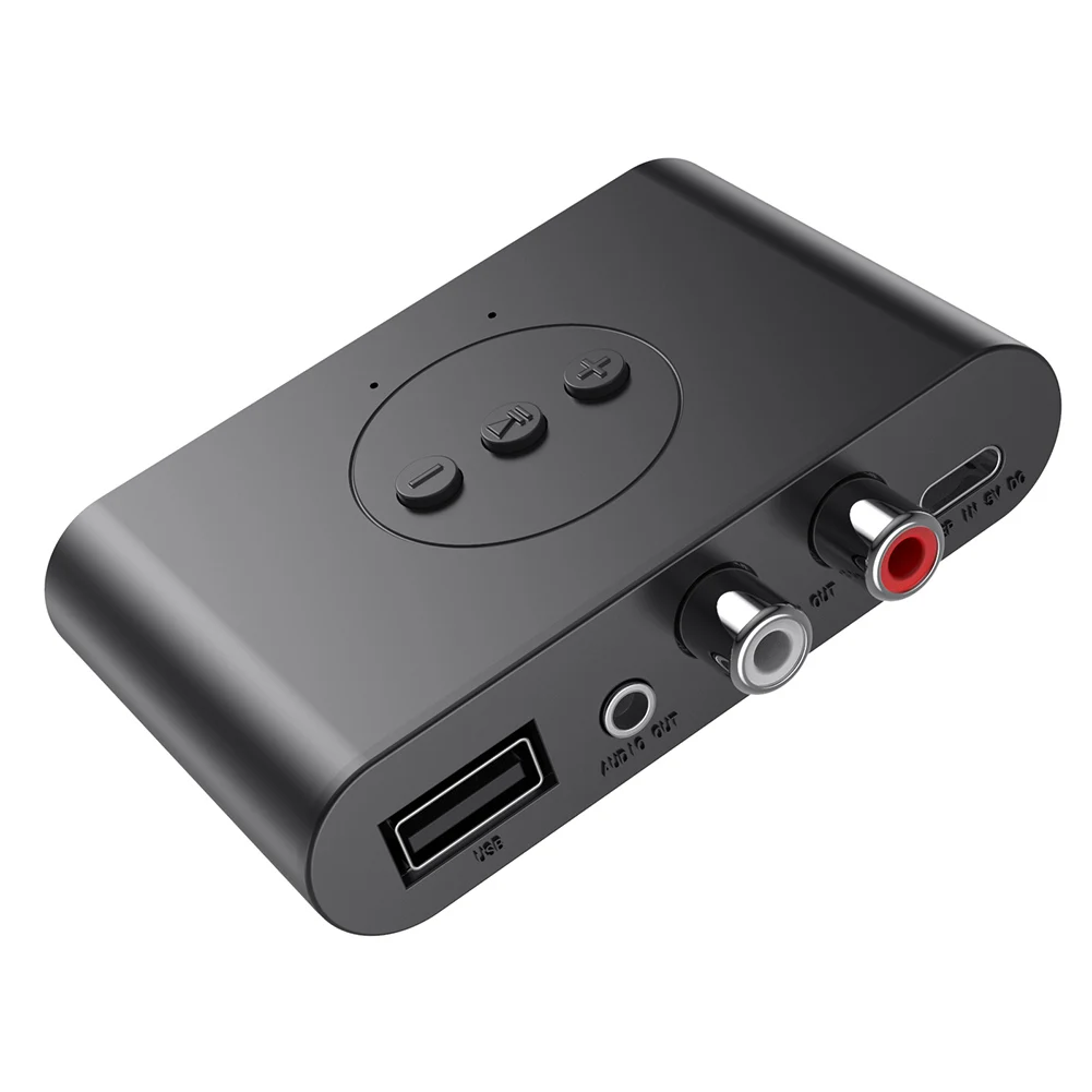 차량용 오디오 리시버 U 디스크, RCA 3.5mm AUX NFC Bluetooth-Compatible5.2 무선 오디오 어댑터, 지지대 USB 플래시 드라이브 재생