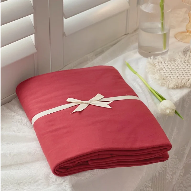 

Cotton knitted cotton sheet bed solid color simple single and double blanket