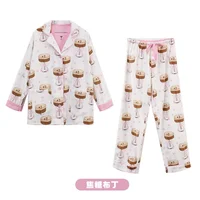 Women's Winter Pyjama Suit Print Long Sleeve Turn Down Collar Female Clothes 100% Cotton Single Breasted Sleepwear for Female - Image 5
