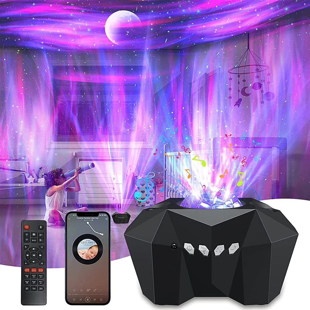 Star Projector, 3 in 1 LED Galaxy Moon Projector 55 Lighting Effects Night  Light Aurora Projector Star Light w/ Bluetooth Music Speaker & Remote