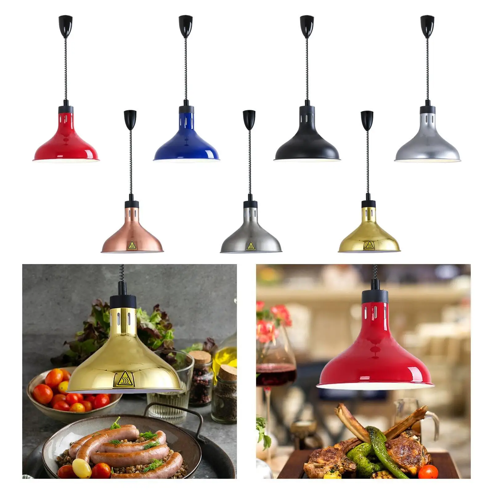 Hanging Retractable Heat Lamp E27 Food Warmer Lamp for et Fries Catering