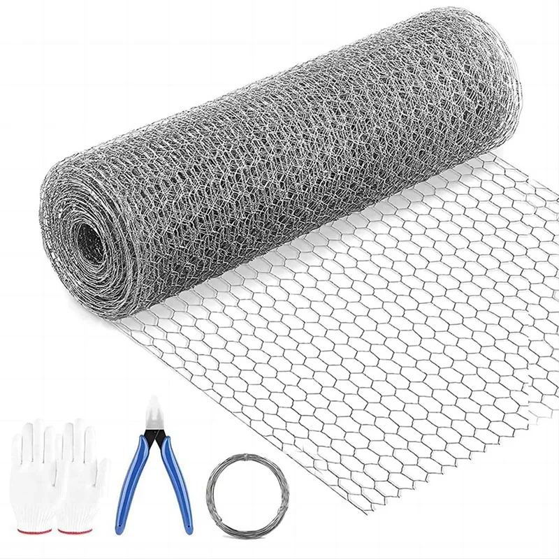 

HOT-Chicken Wire 16.9 Inch X 49.2 Feet Hexagonal Galvanized Mesh Poultry Wire Netting Garden Fence Barrier For Pet Fencing