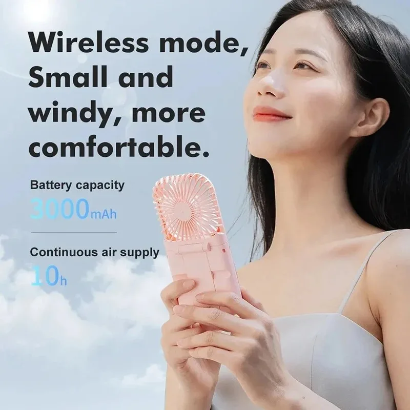 Xiaomi Portable Fan Hanging Neck Fan Handheld USB Charging 3000mAh 180° Folding Desktop Air Cooling Fan Emergency Power Supply 2