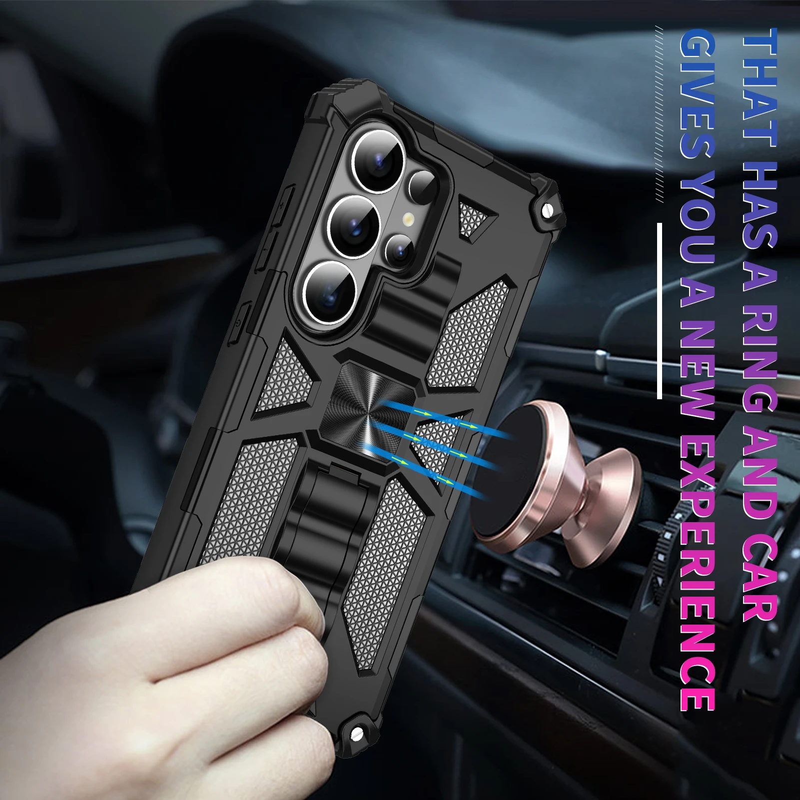 Hybrid Armor Camouflage Phone Case with TPU Frame and Hidden Kickstand