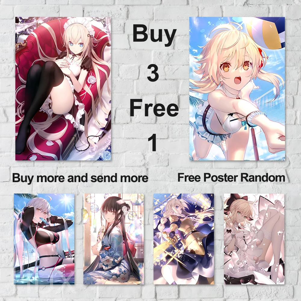 

Cartoon Custom Printing Anime Girl Quality Canvas Poster Retro Room Bar Cafe Home Decor Gift Prints Art Wall Painting Pictures