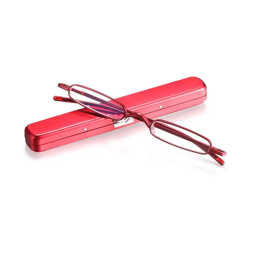 Elegante Lesebrille Metall Rahmen Ultra-dünne Männer Frauen Lesebrille Tragbare Mini Lesen Presbyopie Brillen mit Box – Detail 5