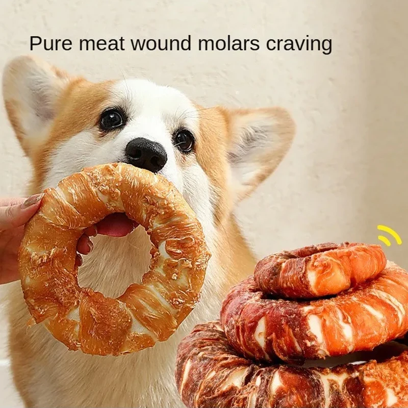 Pet Teething Stick Dog Kraft Chicken and Duck Donuts Interactive Rewards Dog Snacks Puppy Chewing Training Snacks Bite Resistant