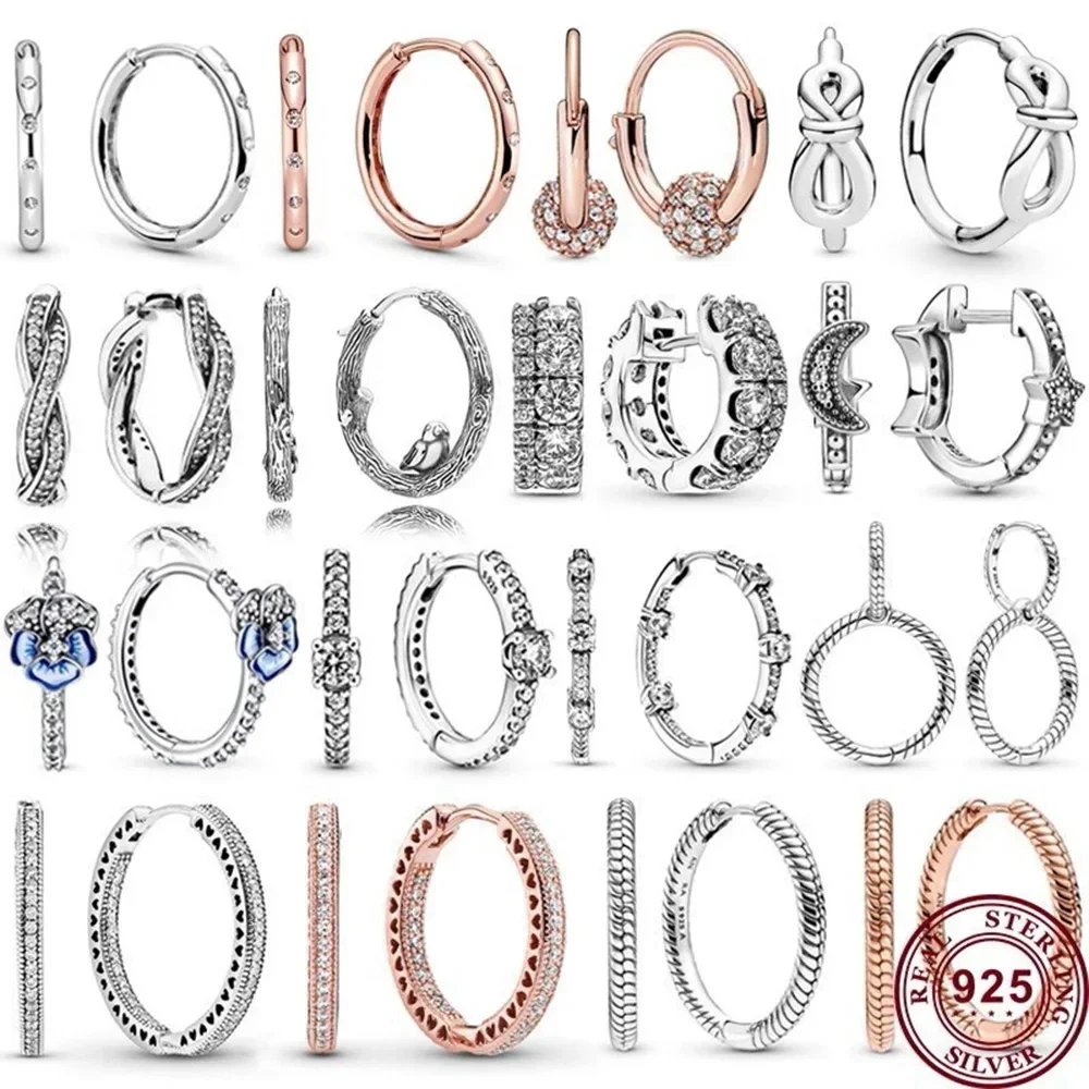

New Hot Selling S925 Silver Light Luxury Sparkling Galaxy Double Ring Female Earrings Wedding Gift Fashionable Charm Jewelry