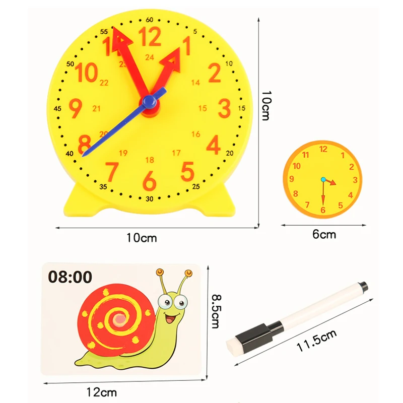 Children Montessori Snail Clock Educational Toys Hour Minute Second Cognition Matching Puzzle Kids Early Preschool Teaching Aids 6