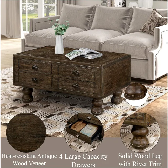 40" Wooden Coffee Table 4