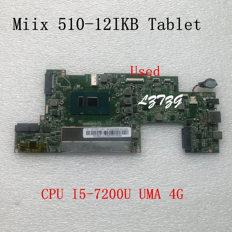 Used for Lenovo Ideapad Miix 510-12IKB Tablet Laptop Motherboard With CPU I5-7200 4G FRU 5B20N02288