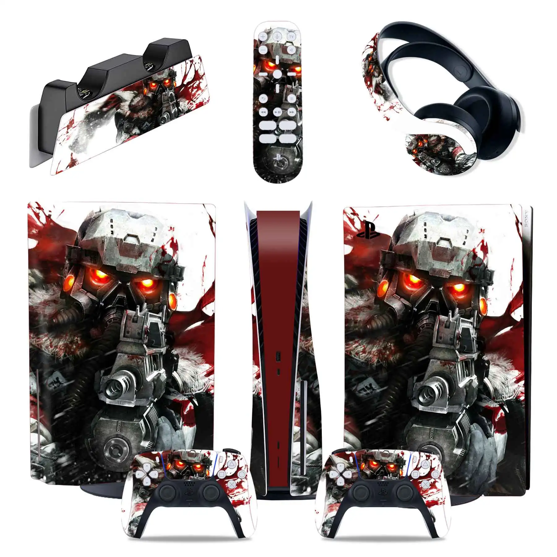Toxxos PS5 Skin  Disc Edition Anime Console and Controller Accessories  Cover Skins PS5 Controller Skin Gift ps5 Skins for Console Full Set Red and  White PS5 Sk in 2023  Red
