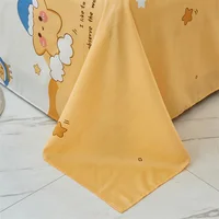 Cartoon Star Flat Sheet Twin Kawaii Yellow Stars Bed Sheet Set For Child Teen Room Decor Soft Cotton Bed Cover with 2 Pillowcase 3