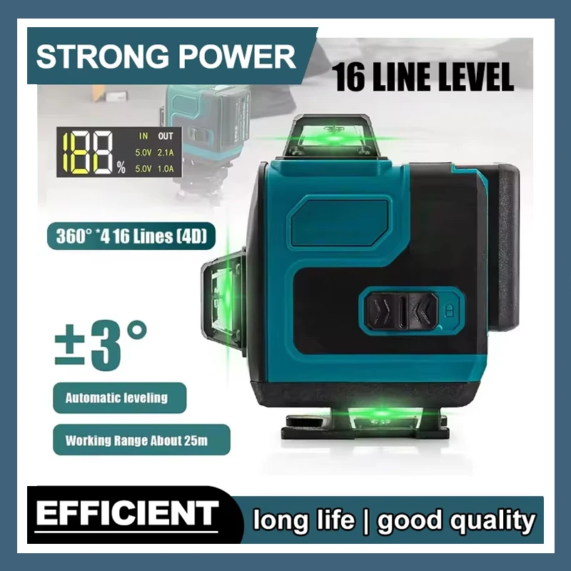 Fit Makita High-Precision Green Light Laser Level 16-Line 360 Horizontal Vertica
