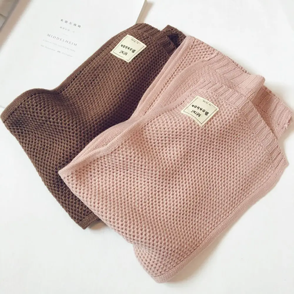 1 Pc Comfortable Children Scarf Ins Versatile Solid Color Knitted Shawl For Girl Baby Kids Warm Simple Korean Style Wrap