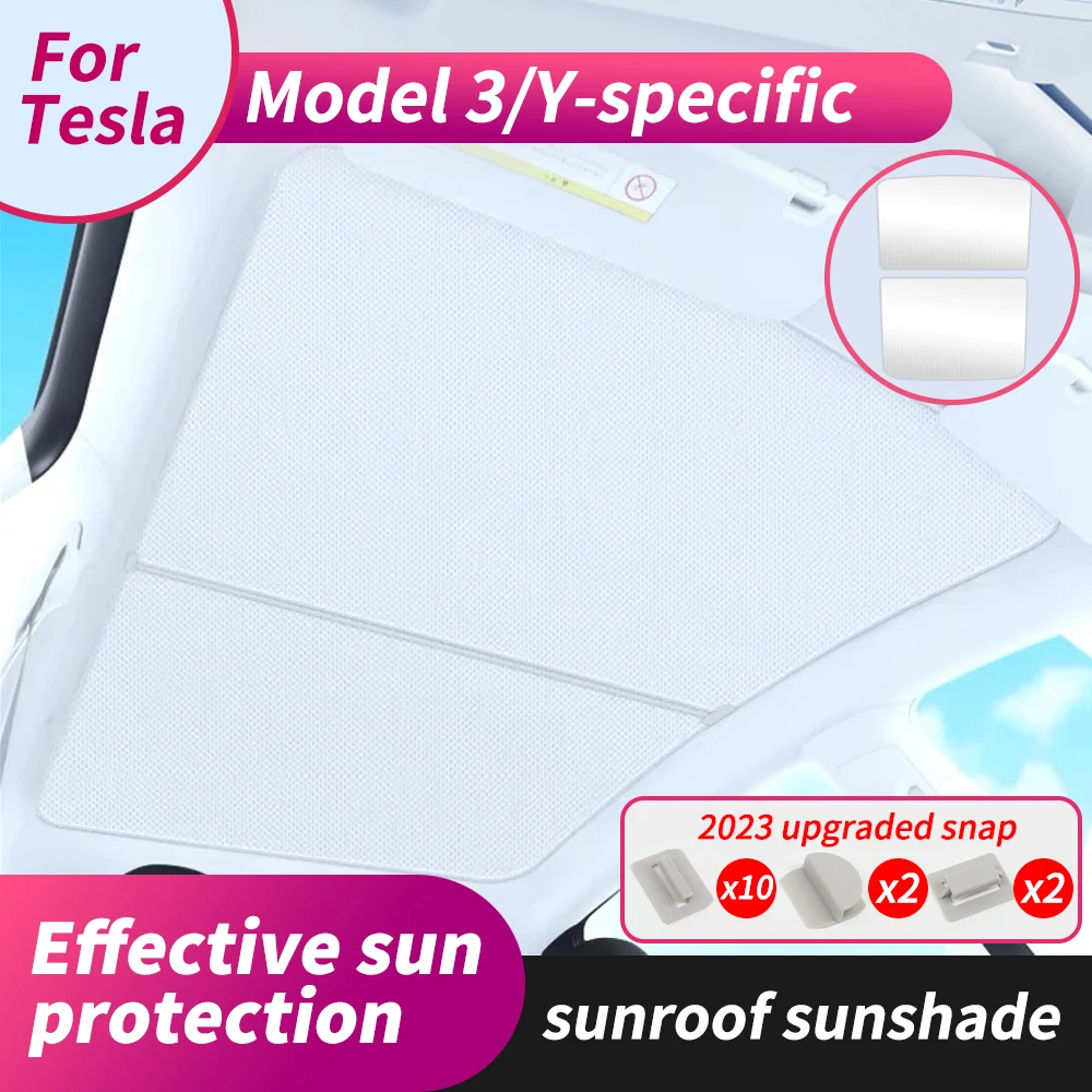 

2 Pcs Integrated Sunroof Sunshade For Tesla Model 3 Y 2018-2023 Car Sunshade Roof Sunscreen Insulation Baffle Car Accessories