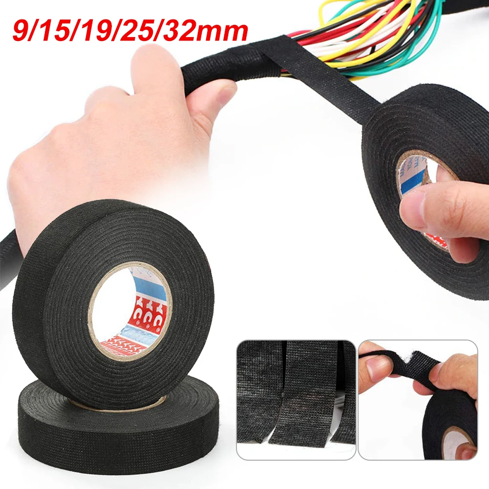 

15M Multifunction Adhesive Cloth Tape For Car Cable Harness Wiring Loom Protection Electrical Tape Flame Retardant Fabric Tape