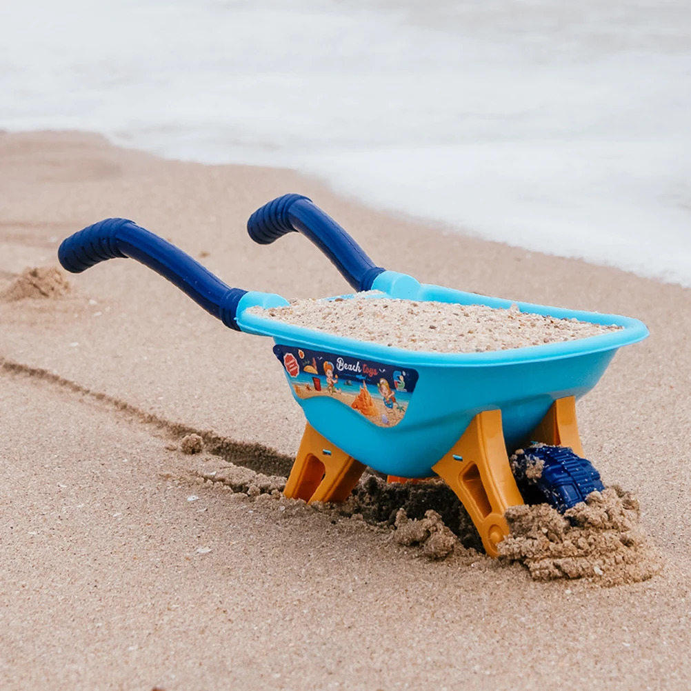 6pcs Children Beach Toys Kids Wheelbarrow Summer Outdoor Beach Toys Seaside Playthings Plastic Kids Toys Accessory Color Random 4