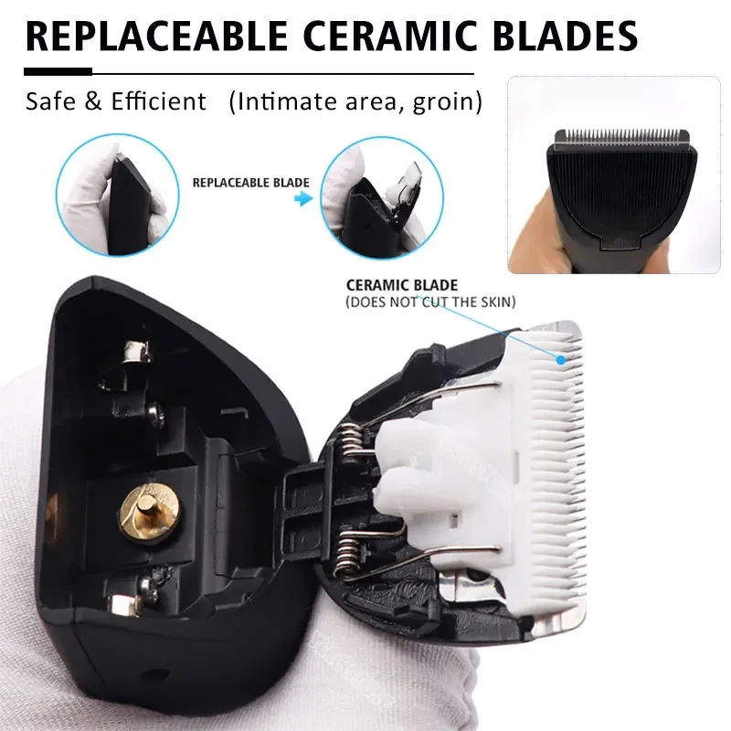 Men's Electric Groin Hair Trimmer Pubic Hair Trimmer Body Grooming Clipper for Men Bikini Epilator Rechargeable Shaver Razor 5