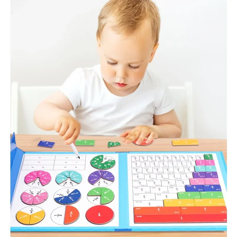 Montessori Fraction Learning Math Toy Magnetic Arithmetic Teaching Aids Wooden Book Educational Toys for Children Christmas Gift educational toys,math toys,magnetic toys,learning puzzle toys,teaching aids toys,fraction math manipulatives