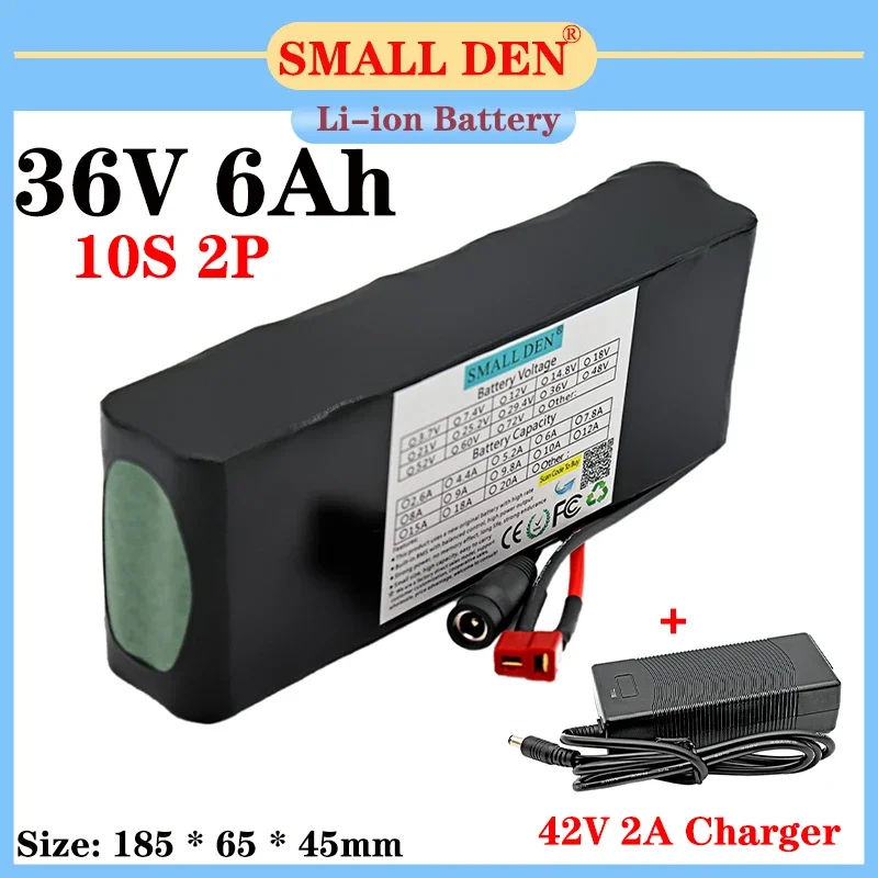 

36V 6Ah 18650 Li-ion battery pack 10S2P 500W Built-in 15A BMS Electric bicycle Motorcycle Scooter ebike batteries+42V 2A Charger