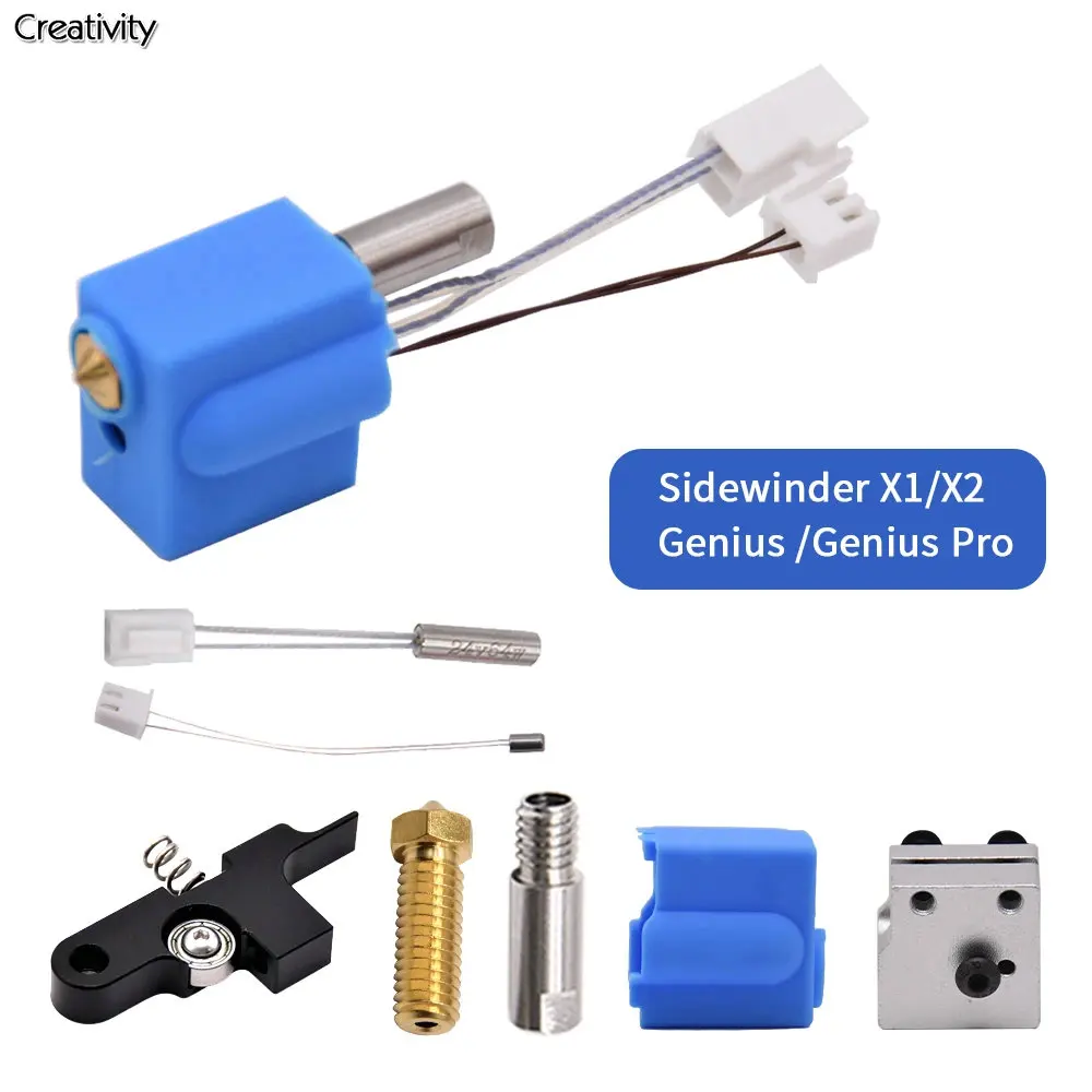 Impressora Extrusora de Artilharia x1 x2 Genius Pro Kit de Bico de Latão Bloco de Aquecimento Garganta e Braço Tensor Sidewinder3d