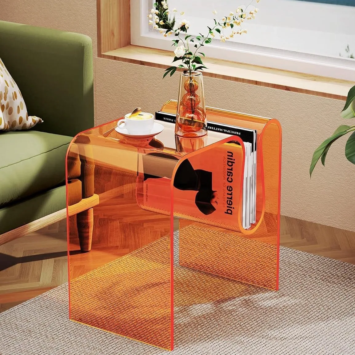 커피 테이블 Popular Acrylic-Edged Table Living Room Mini Bedroom Bedside Simple Coffee Table M Type Side