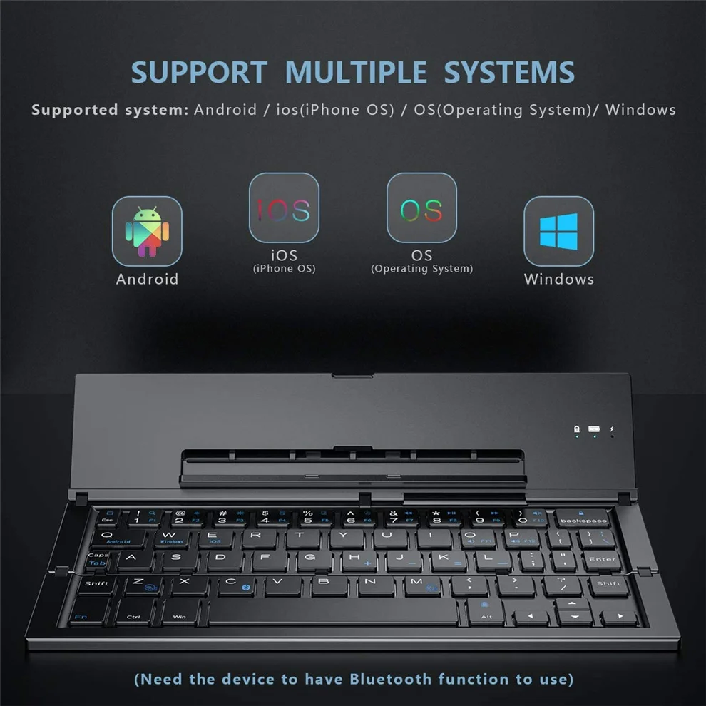 Bow-teclado Dobrável sem Fio Recarregável Bluetooth Tamanho de Bolso Telefone Ipad - Imagem 2