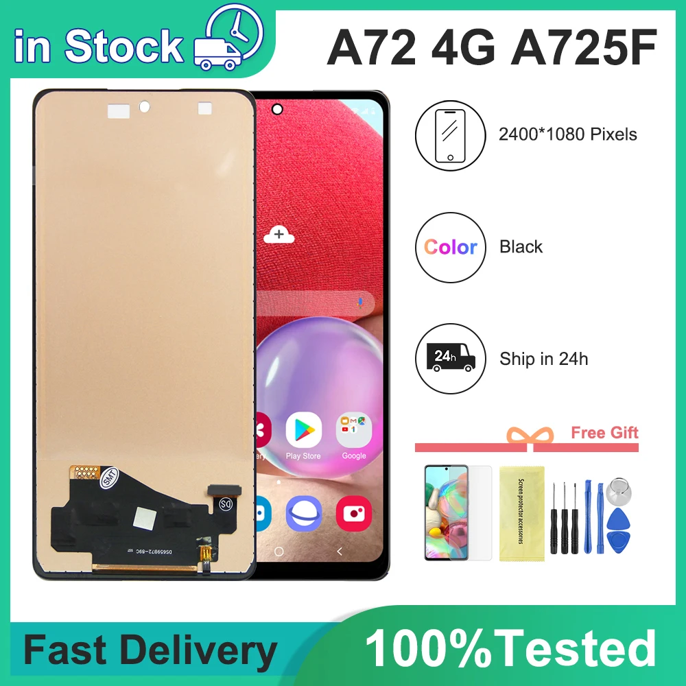 

100% Tested AAA+quality For Samsung Galaxy A72 4G LCD Display Touch Screen Digitizer Assembly For Samsung A725F A725F/DS A725M
