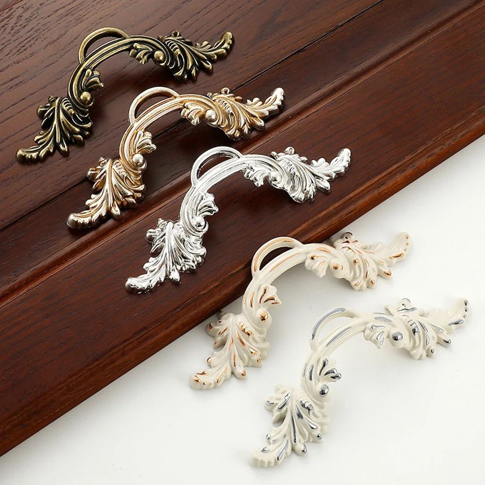 Description Picture 3 of item6pcs Cabinet Handles Carved Wardrobe Handle Drawer Knobs Kitchen Cupboard Door Pulls White European Furniture Handle Hardware