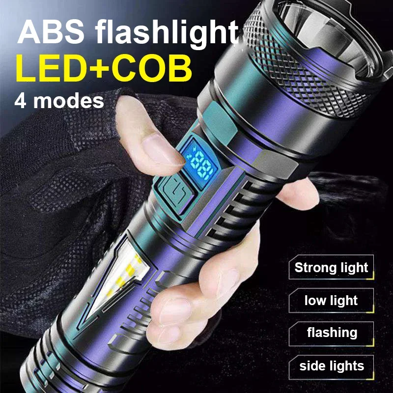 Description Picture 2 of itemHigh Power Long-range Lantern Super Bright LED Flashlight USB Rechargeable Tactical Torch With Sidelight Lamp Waterproof Outdoor