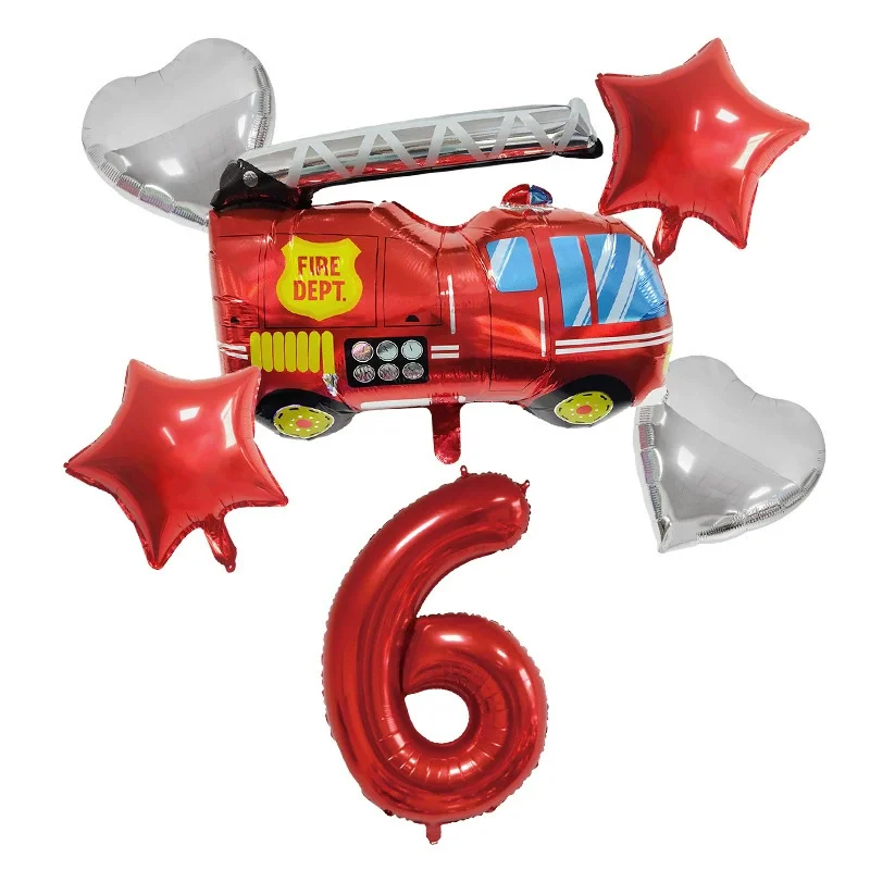 Feuerwehrmann Geburtstagsdekoration Feuerwehrauto Geschirr Teller Tassen Serviette Banner Hintergrund Geschenktüten Papa Kreis Kind Partyzubehör – Detail 32