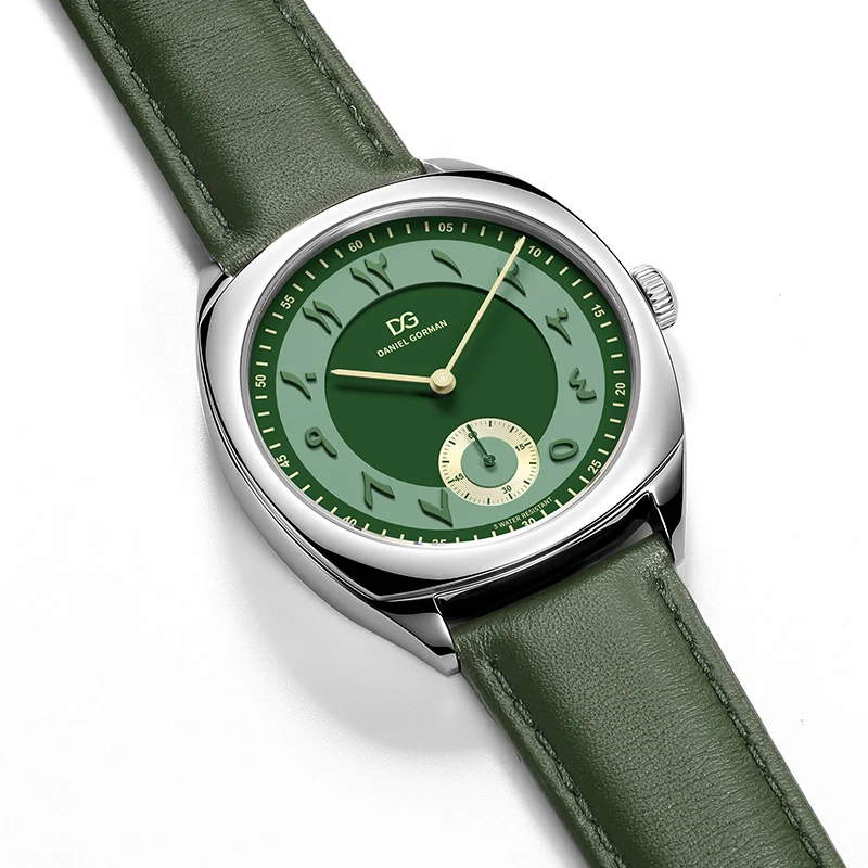 Daniel Gorman DG9520 Fashion Quartz Watches Luxury Green Genuine Leather Strap 5 ATM Waterproof Men Watch Couple Wristwatch