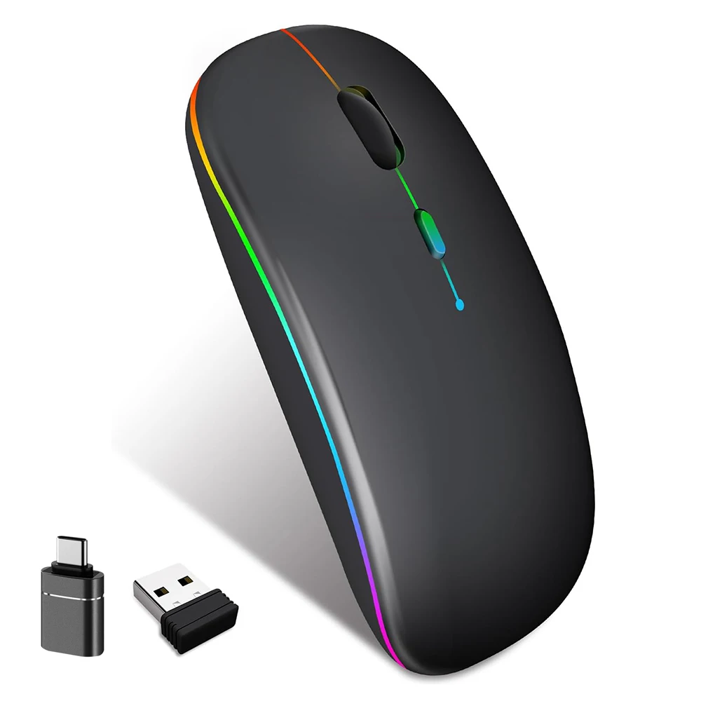 ตัวเลือกสินค้า เมาส์ไร้สาย 2.4G รองรับ Bluetooth ชาร์จ Type-C แบ็คไลท์ สำหรับแท็บเล็ตและแล็ปท็อป