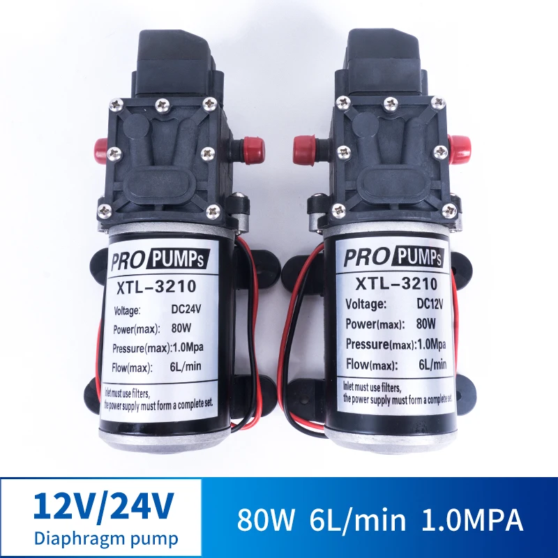 

12V 24V 80W 6L / Min Miniature High Pressure Diaphragm Pump With Pressure Switch Type Multi-function DC Pump XTL-3210