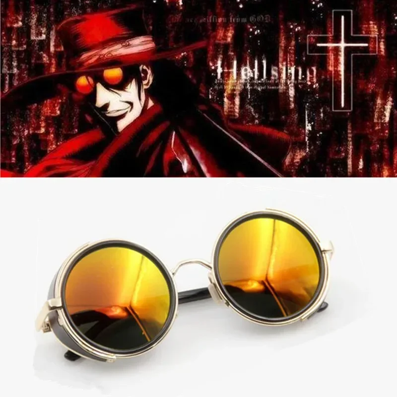 

Anime Alucard Vampire Hunter Tailored Cosplay Glasses Orange Sunglasses Props Mens Women Funny Sun Glasses UV400