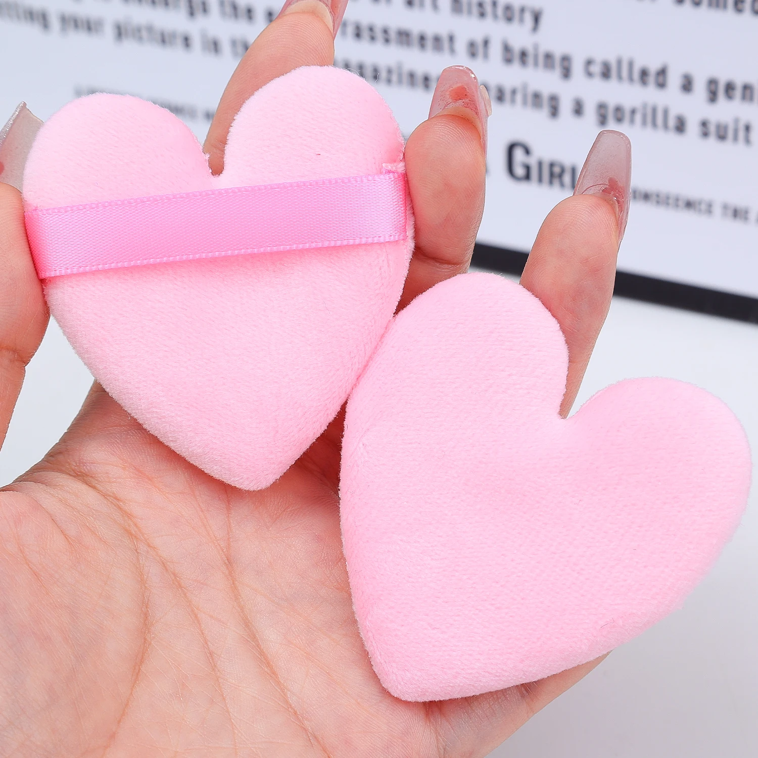 60pcs Soft Heart-Shaped Sponge Dry Powder Puff Double-sided Crystal Velvet Blush Loose Powder Cosmetic Puff Setting Makeup Tools 5