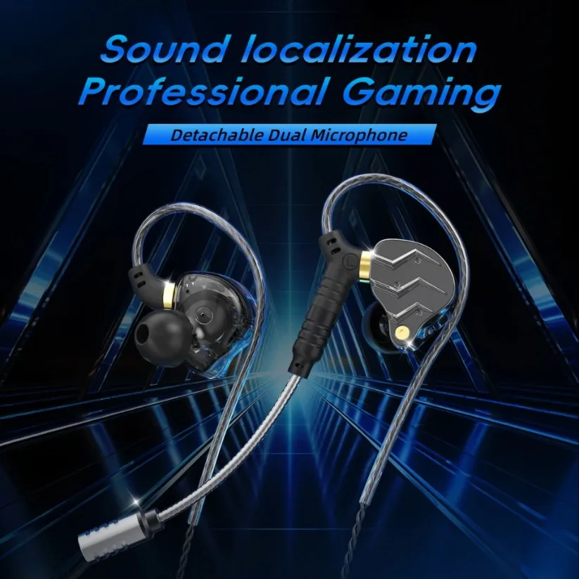 Auricolari da Gaming con Microfono HD, Cuffie Cablate con Bassi HiFi, Auricolari con Gancio per Orecchio, Cuffie con Riduzione del Rumore - Image 2