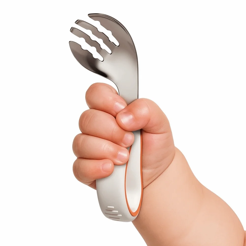 Silicone Baby Fork and Spoon Set 316 Stainless Steel Self Feeding Baby Cutlery Safe with Storage Box Child Tableware