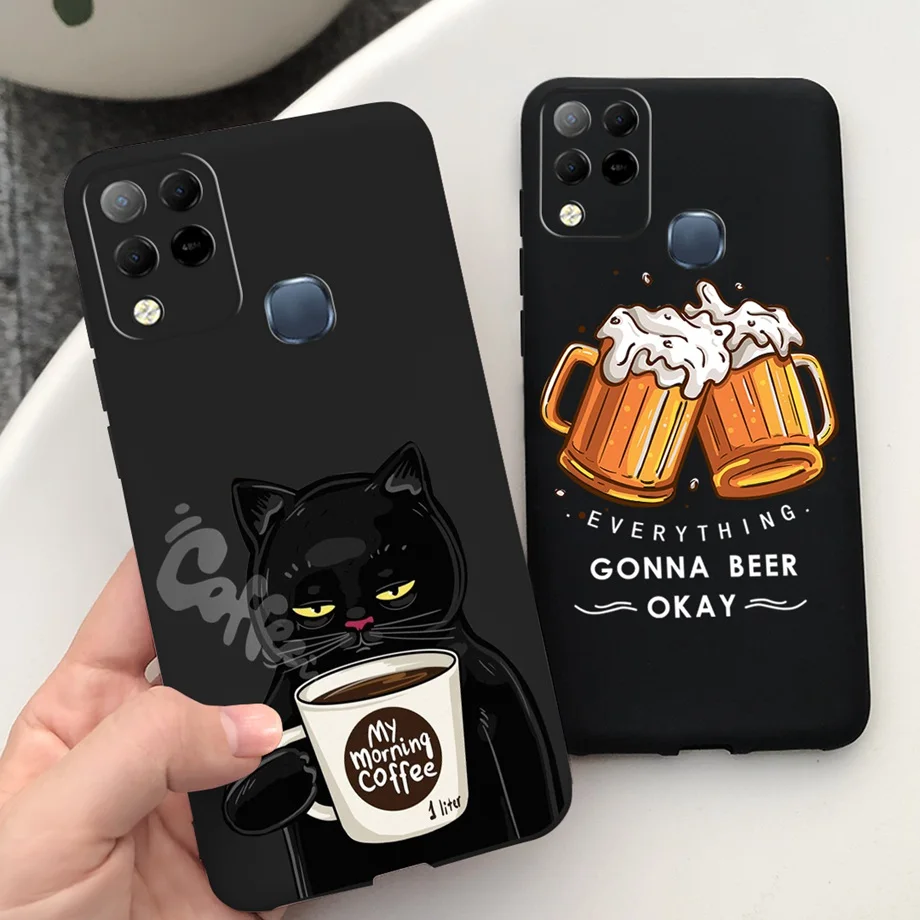 For Infinix X689F X689 Case Infinix Hot 11 G37 Hot 10S NFC 10T Coque Funda Soft Silicone Camera Protected Black Cat Space Man 3