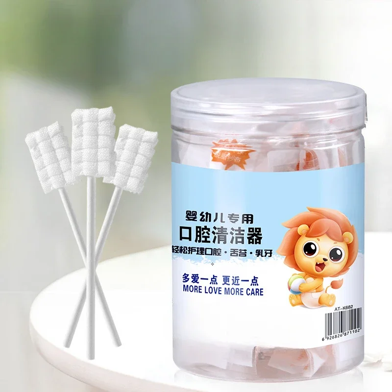 10pcs/box Baby Teeth Brush Newborn Gauze Tongue Coating Brush Infant Cleaning Rod Dental Care Disposable Toothbrush for Kids