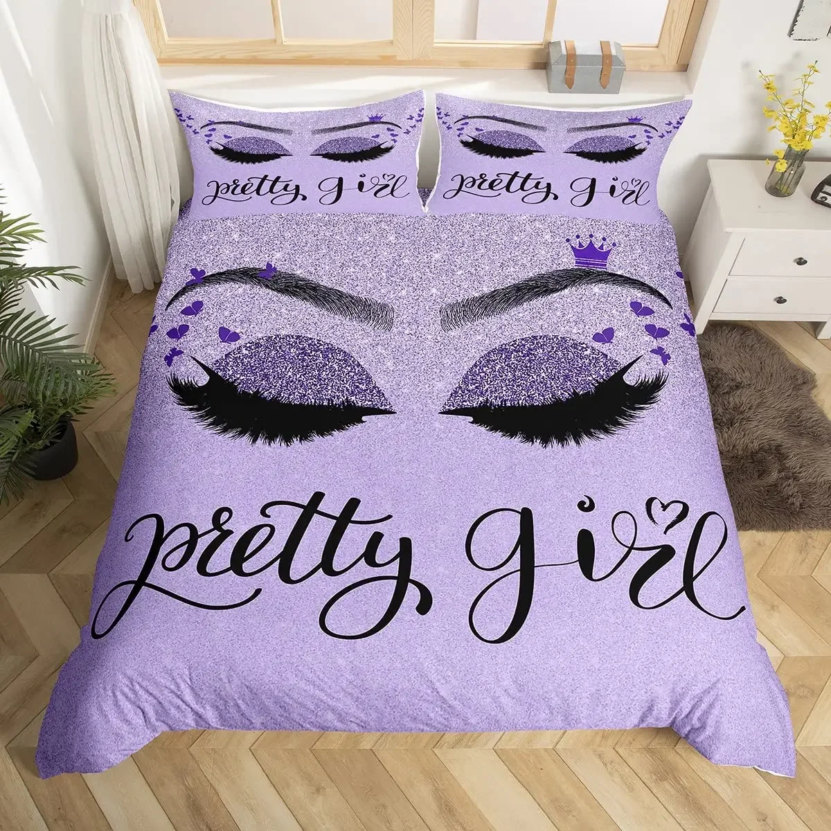 Silver Glitter Duvet Cover Set Queen Diamond Star Bedding Set for Kids Teens Girls Room Decor Bling Party Theme Comforter Cover