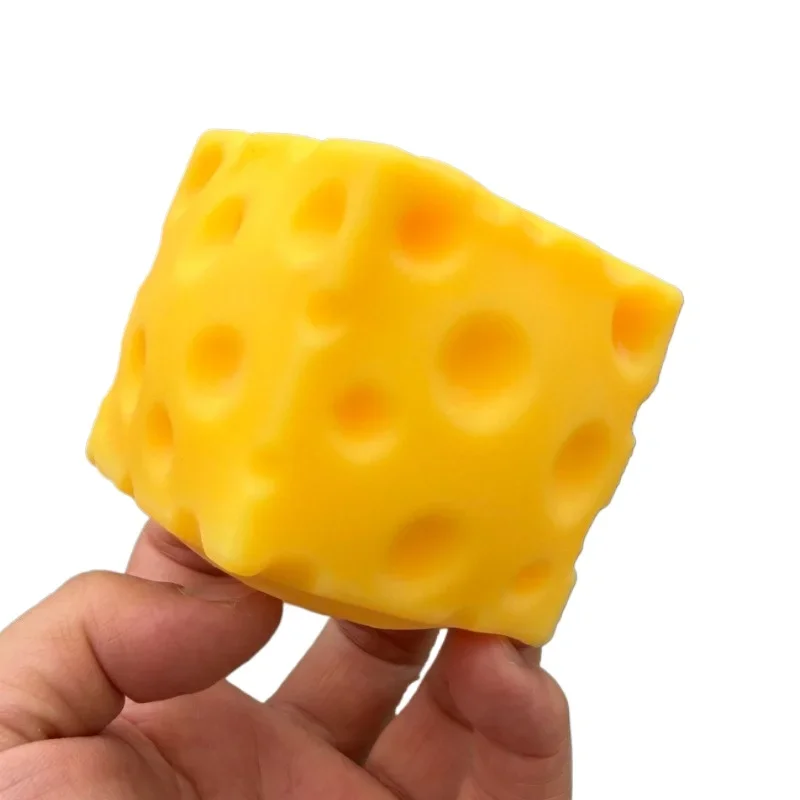 Soft Cheese Cube Stress Relief Toy - Squishy Squeeze Fidget for Relaxation & Sensory Play