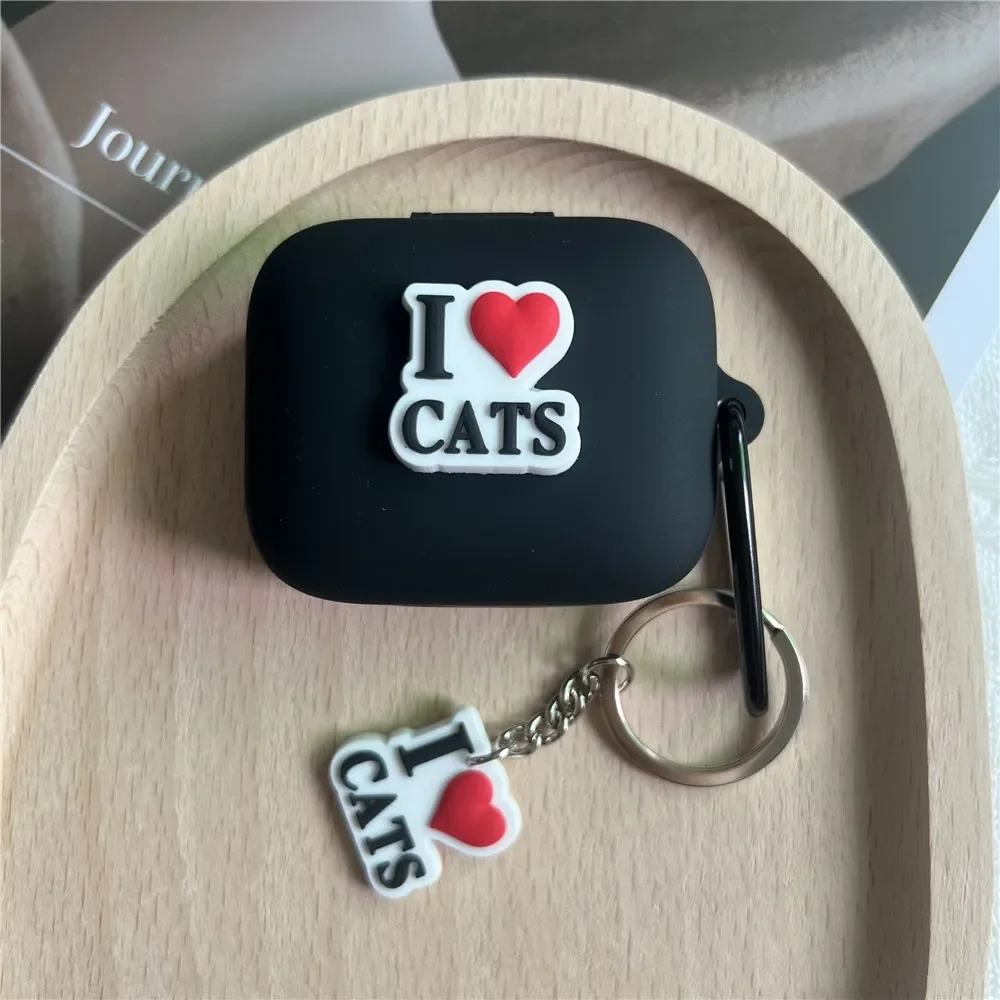 Cartoon Cat Silicone Headphone Case with Keyring